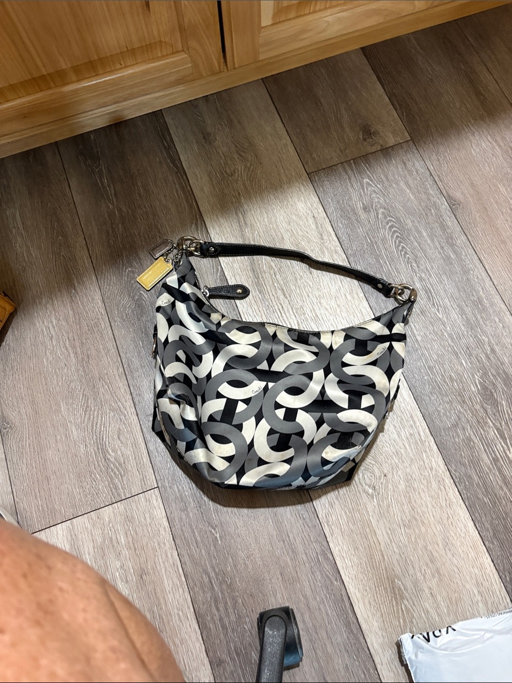 Coach Black & White Geometric Hobo Shoulder Bag